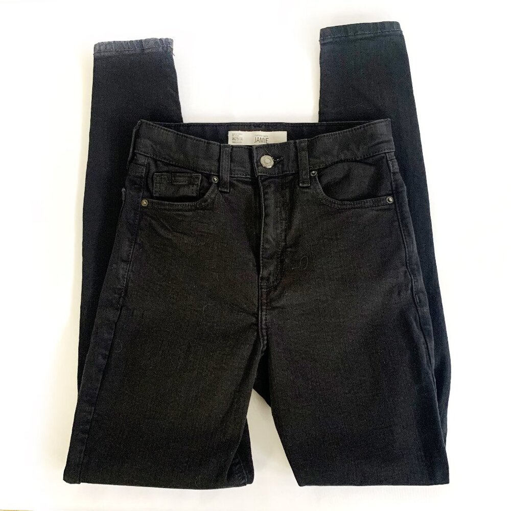 Topshop Jamie High Rise Skinny Jeans in Black Size 25